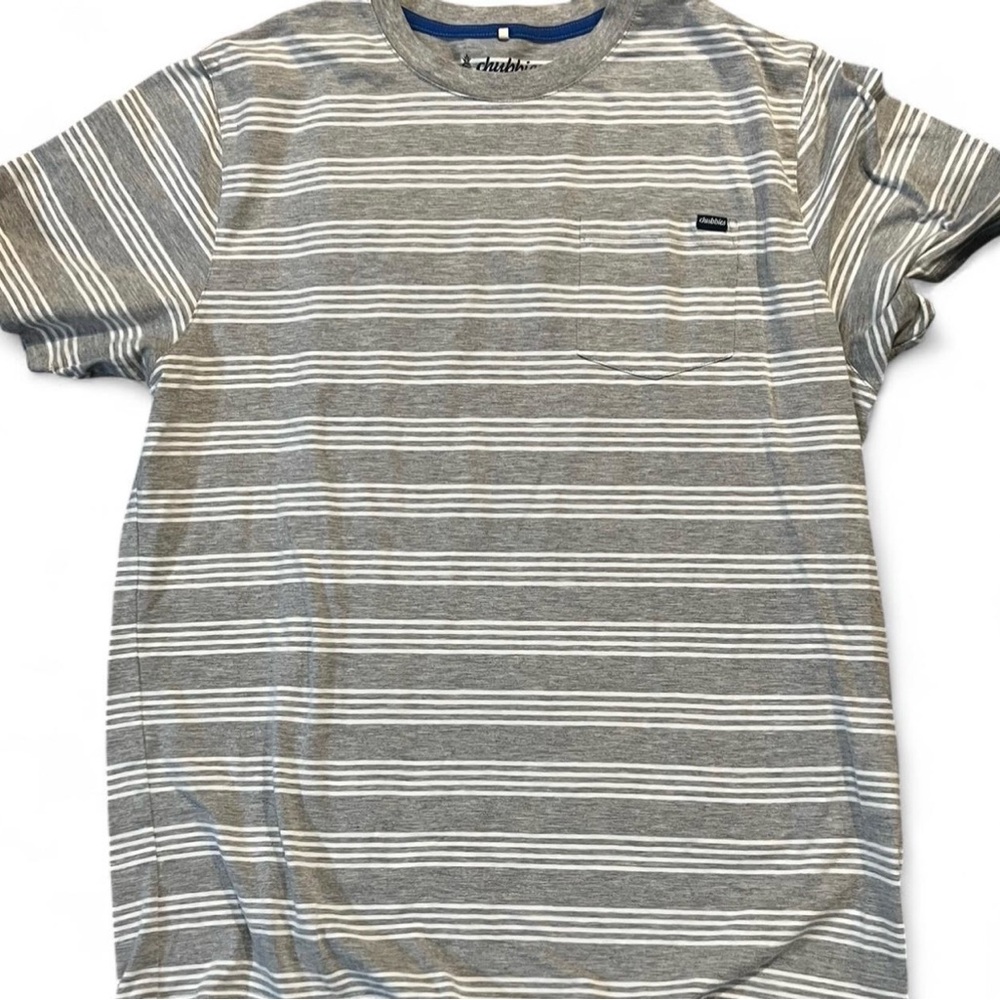 Chubbies Gray and White Striped Tee